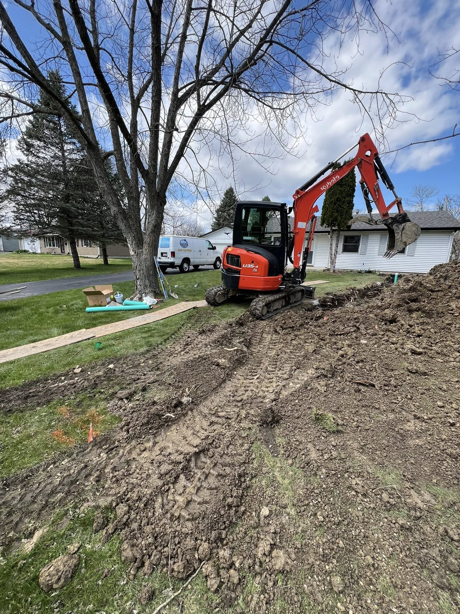Excavation for sewer line work