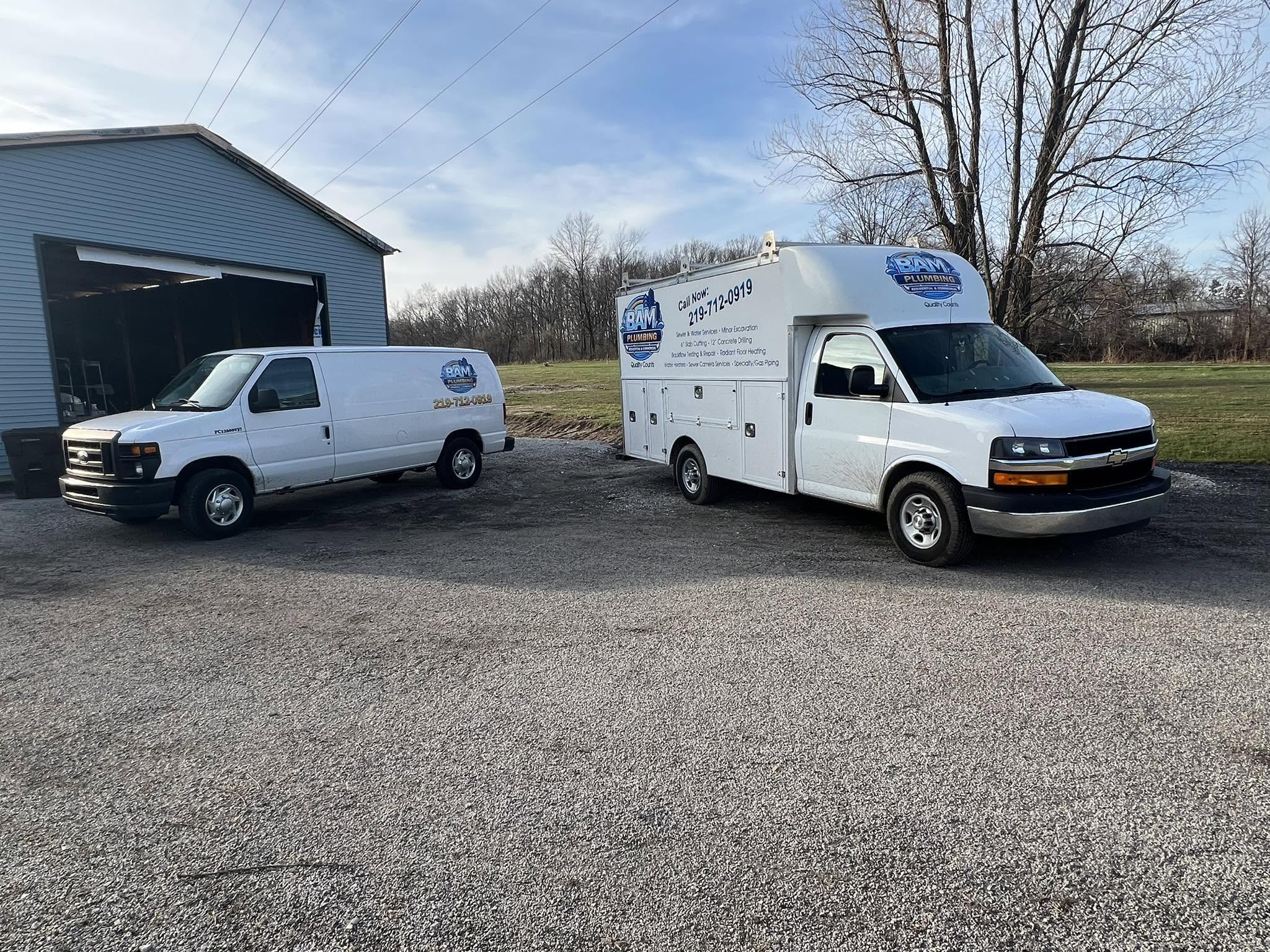 BAM Plumbing service vehicles